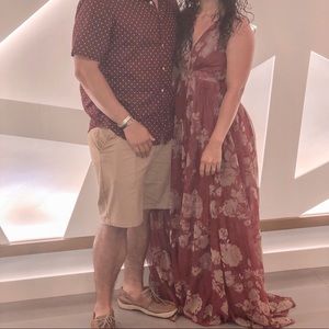 Fashion Nova Wine Mesh Floral Dress Size S